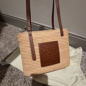 Loewe x Paula’s Ibiza Square Basket Tote Bag Raffia Leather Brown